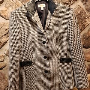 Talbots Black and White Houndstooth Blazer